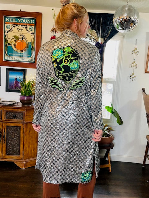Checkered Sequin Panic Stealie Duster M/L