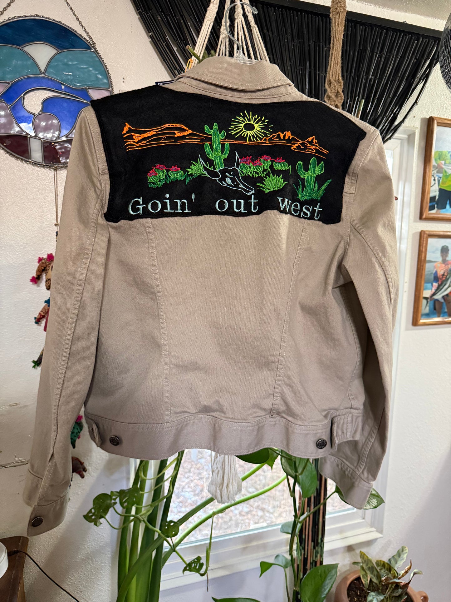 Going Out West Tan Denim Jacket Women’s Large