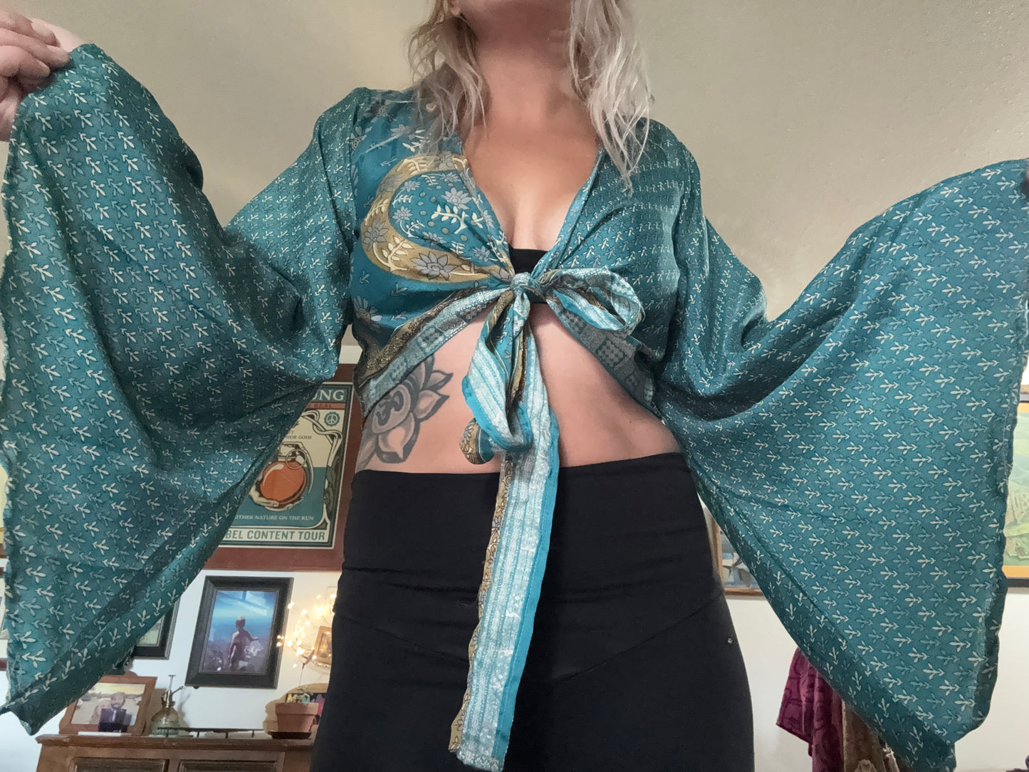OM Bell Sleeve Tie Top