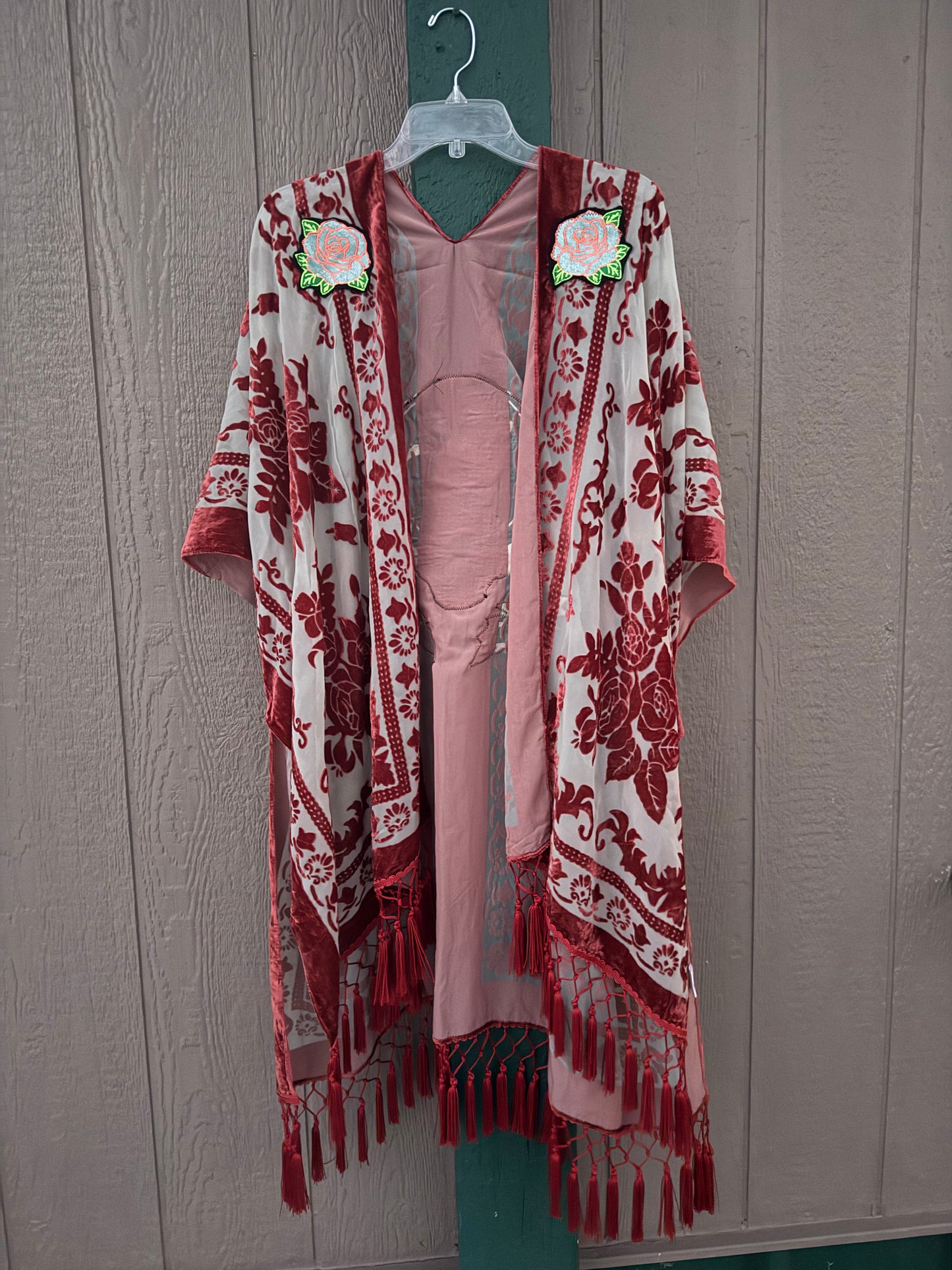 Burnout Velvet Panic Fringe Kimono