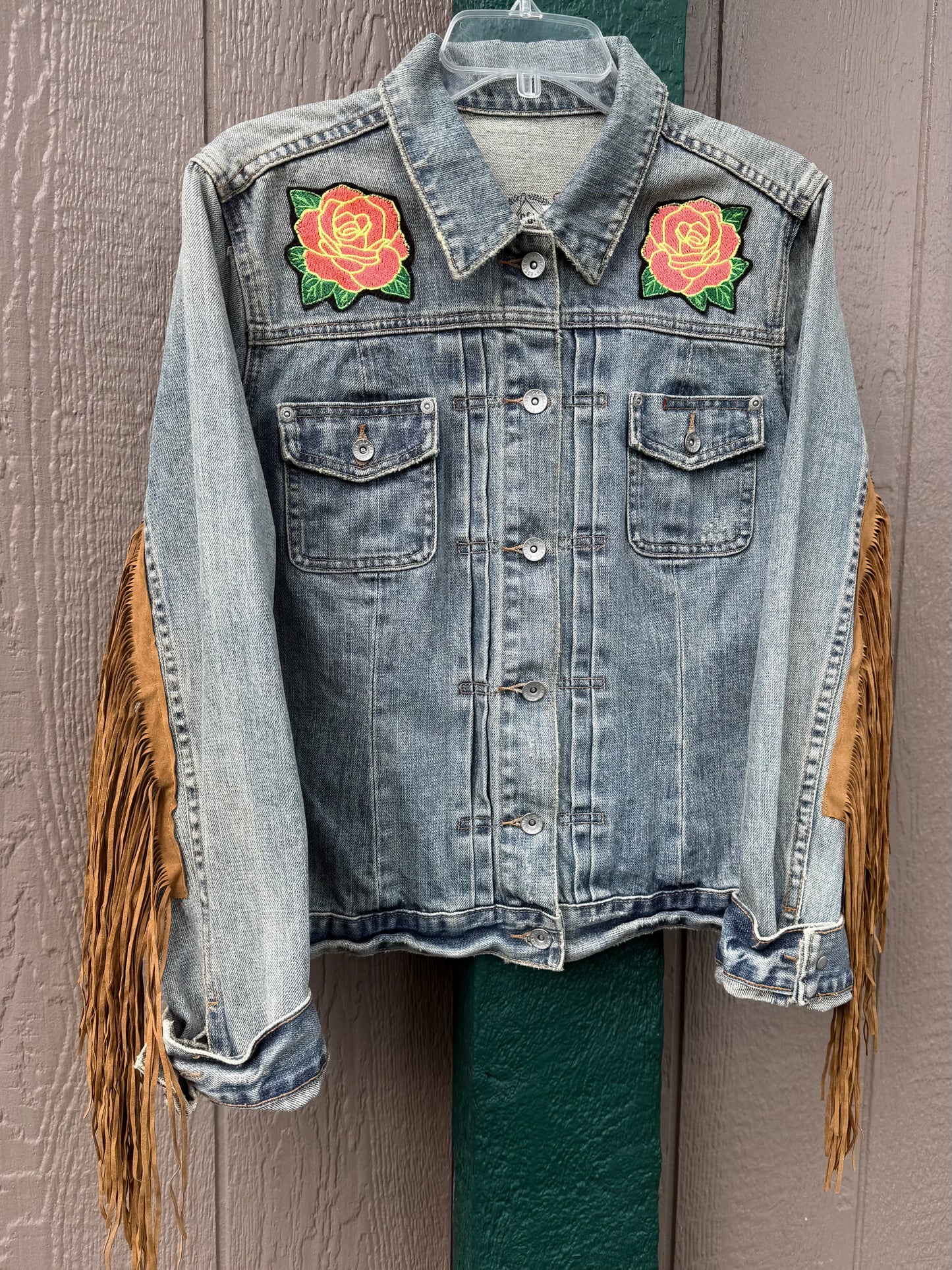 Gypsy Woman Fringe Denim Jacket Women’s Large