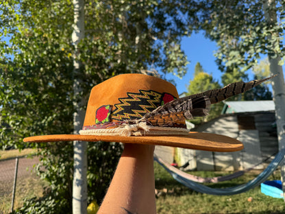Rose and Bolts Brown Faux Suede Hat