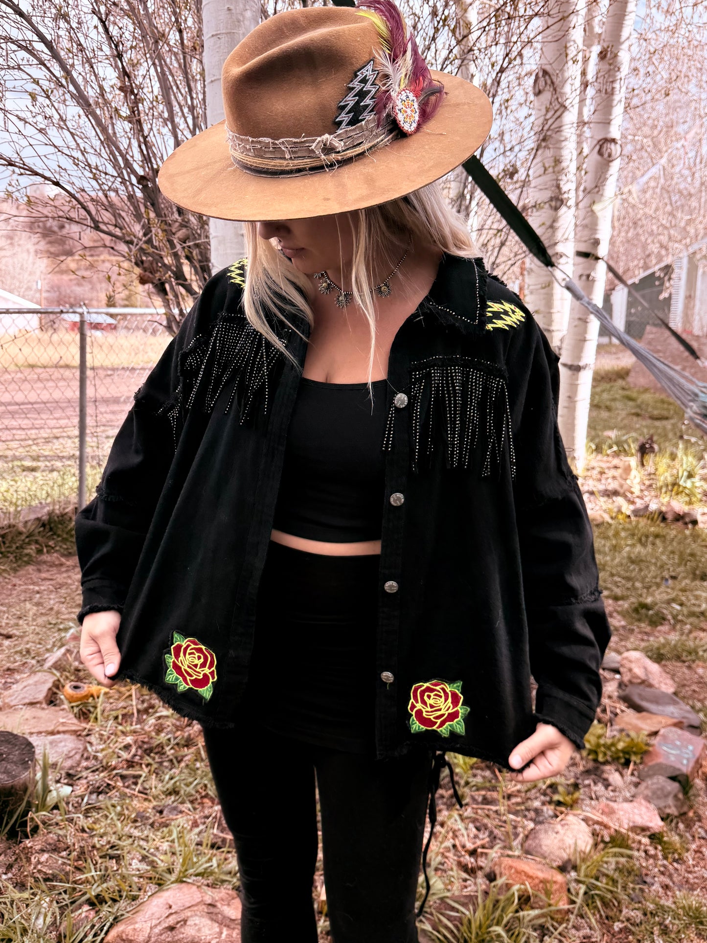 Mama Tried Fringe Denim Jacket Women’s L/XL