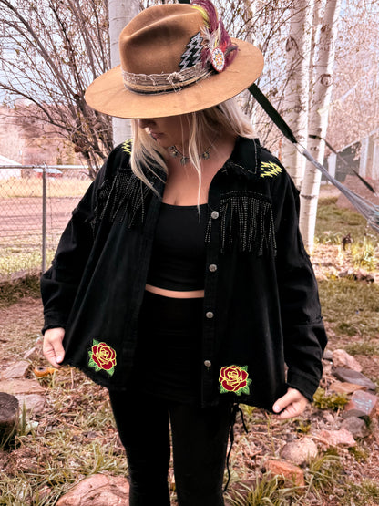 Mama Tried Fringe Denim Jacket Women’s L/XL