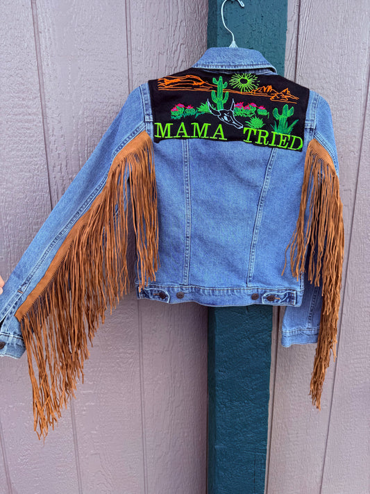 Mama Tried Levi’s Fringe Denim Jacket Women’s Small