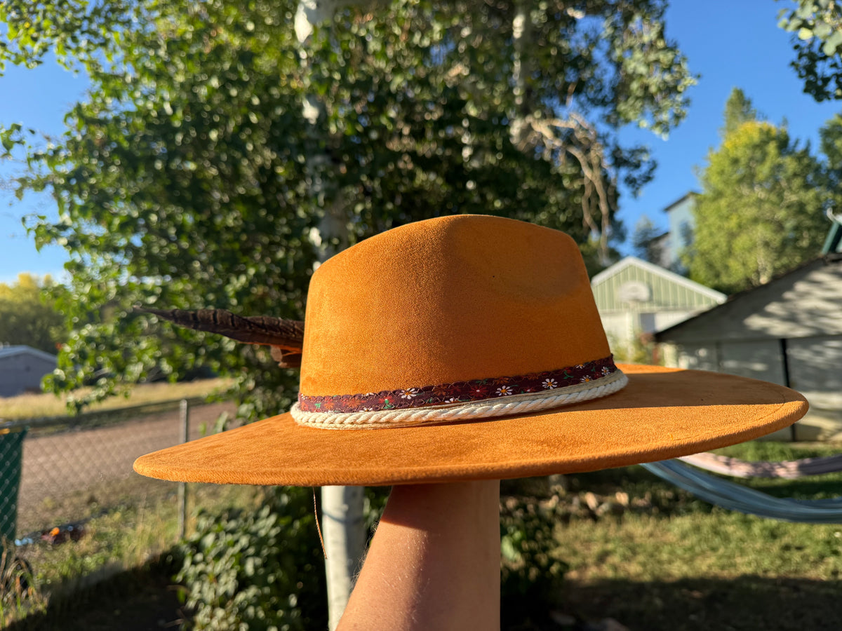 Rose and Bolts Brown Faux Suede Hat