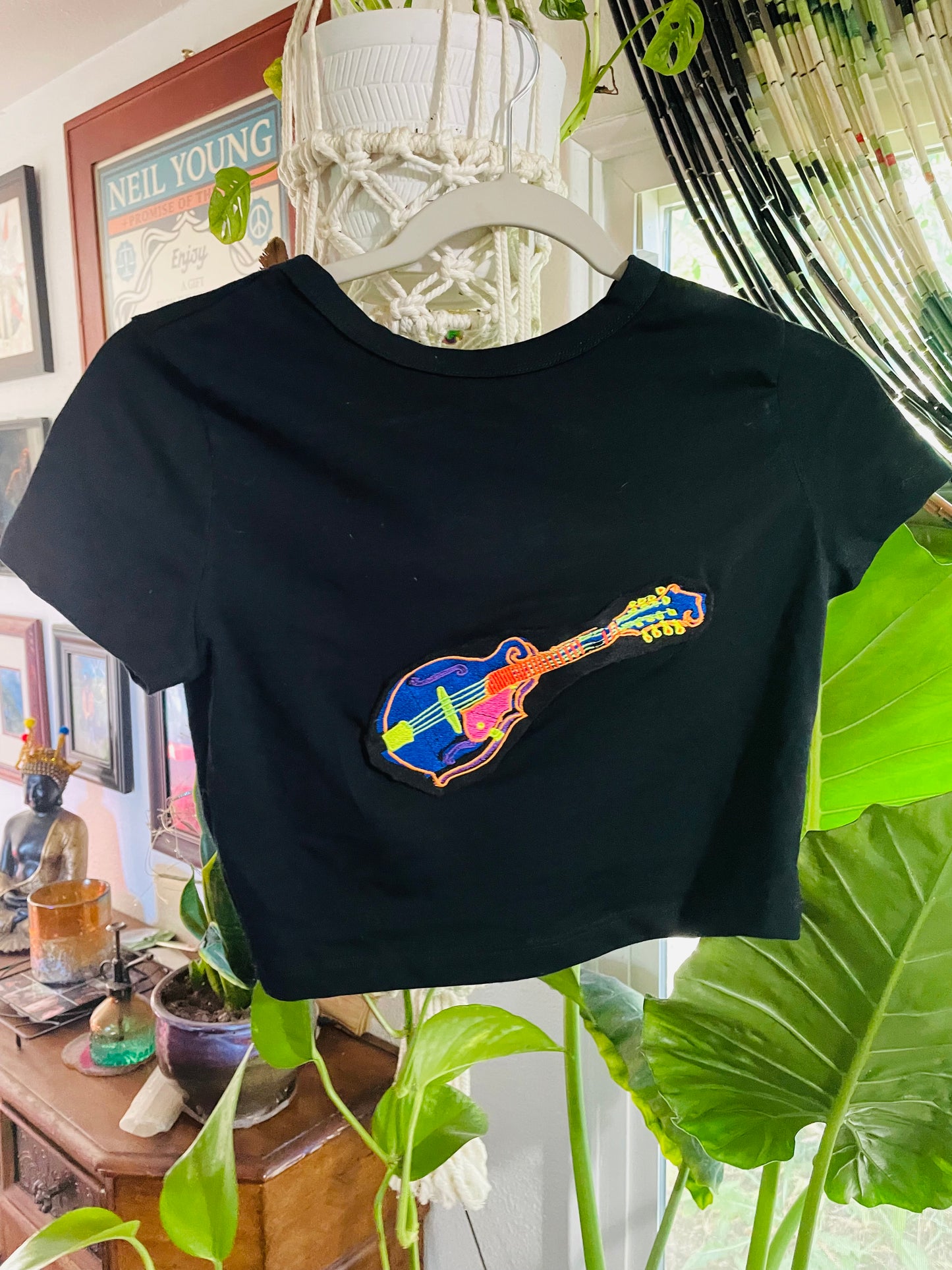 Embroidered Mandolin Crop Top