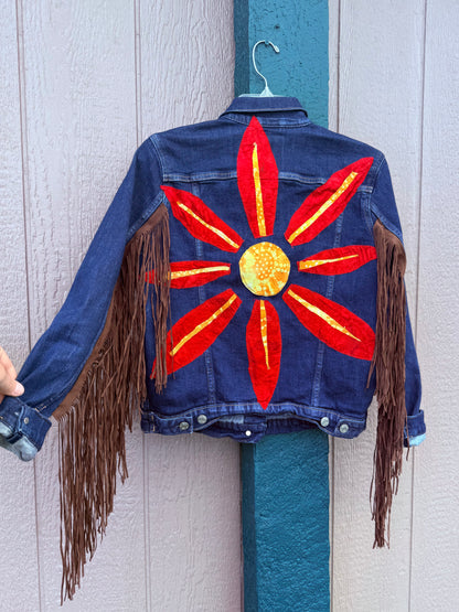 Red Daisy Denim Fringe Jacket Women’s Medium