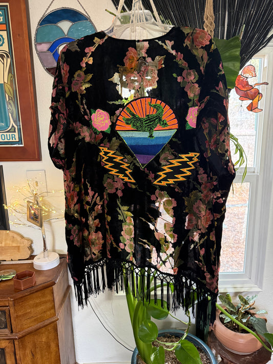 Gators Under Stars Velvet Burnout Kimono M/L