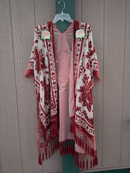 Burnout Velvet Panic Fringe Kimono