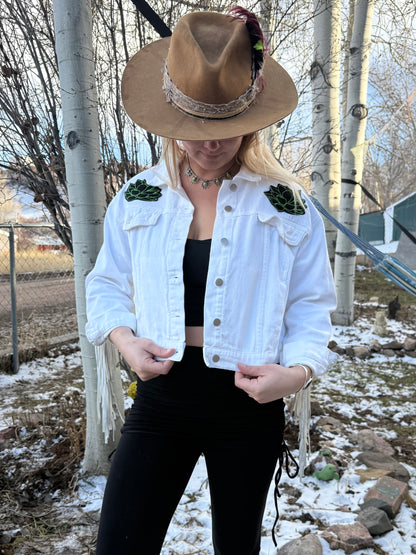 Fringe Going Out West Denim Jacket Women’s Medium