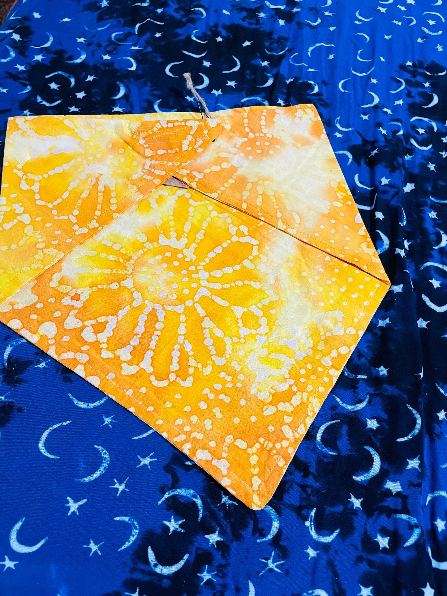 Yellow Batik 13-Point Bolt Bandana