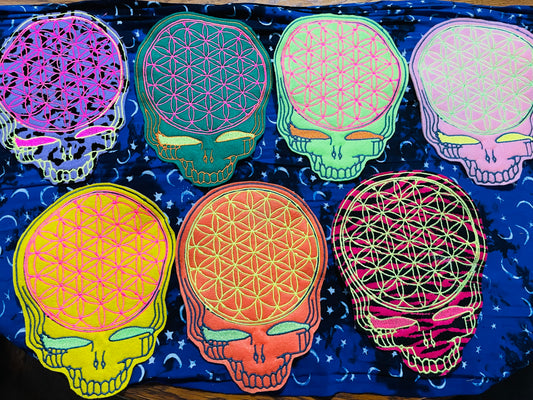 Large Flower of Life Black Light Patch