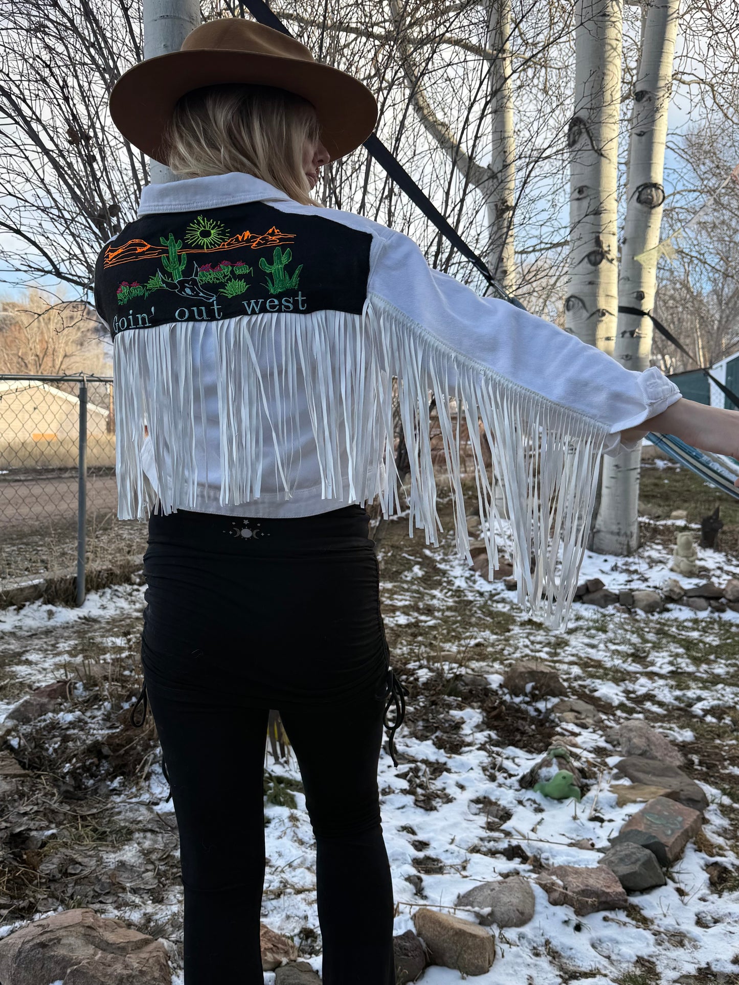 Fringe Going Out West Denim Jacket Women’s Medium