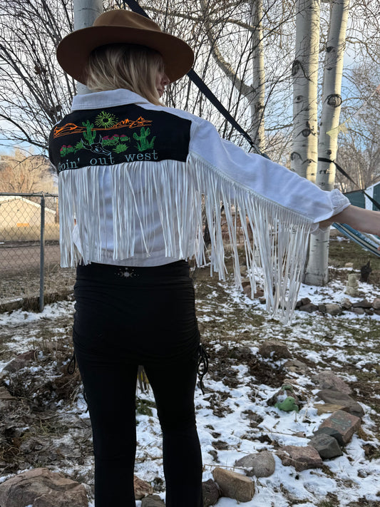 Fringe Going Out West Denim Jacket Women’s Medium