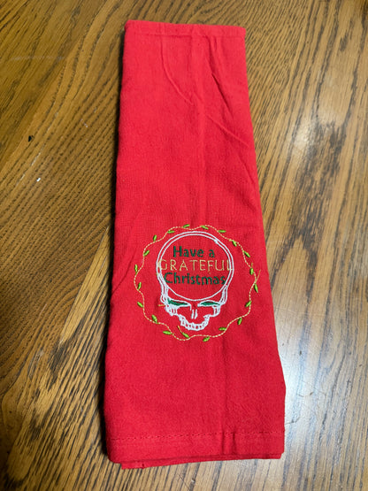 Grateful Christmas Tea Towel Red