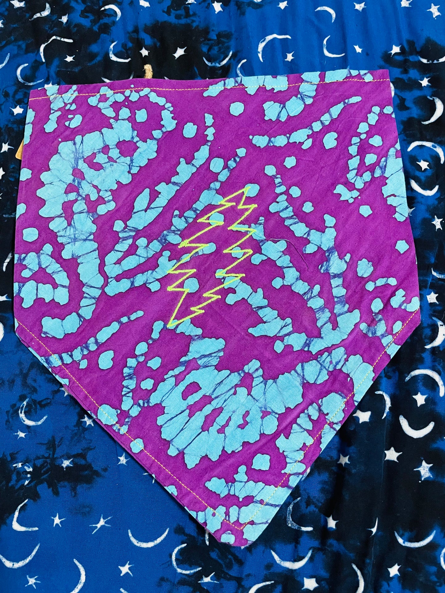 Purple Batik 13-Point Bolt Bandana