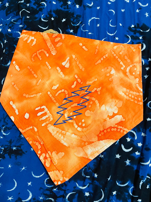 Orange Batik 13-Point Bolt Bandana