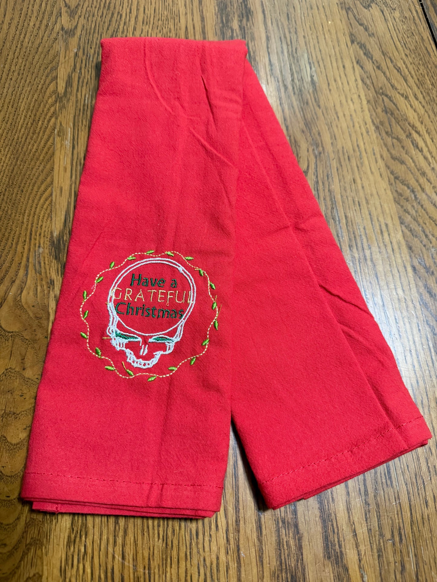 Grateful Christmas Tea Towel Red