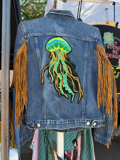 Denim Fringe Jellyfish Jacket Women’s Medium