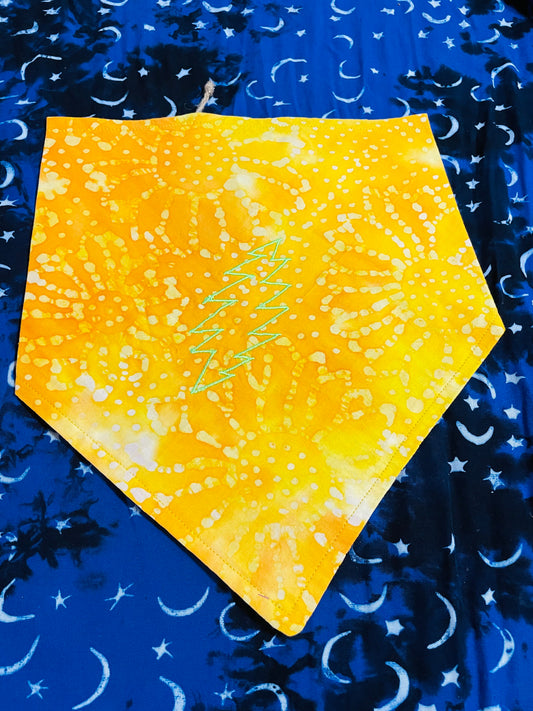 Yellow Batik 13-Point Bolt Bandana