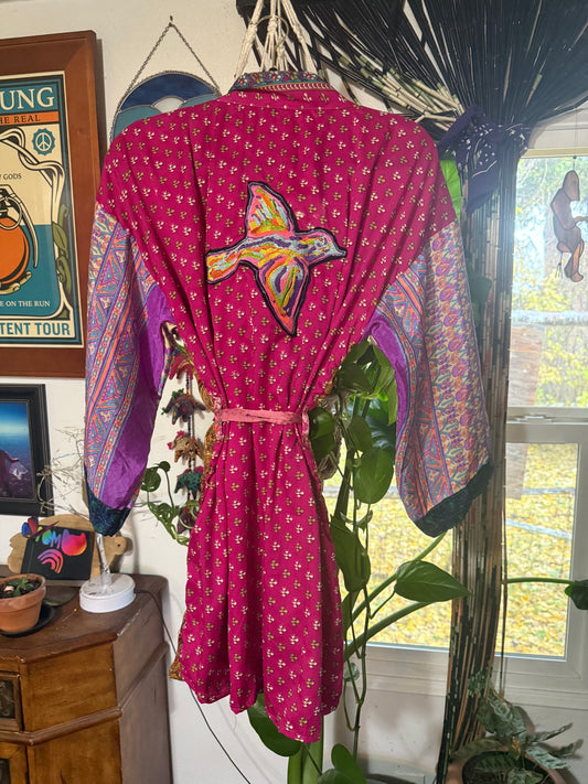 Short Panic Sparrow Kimono