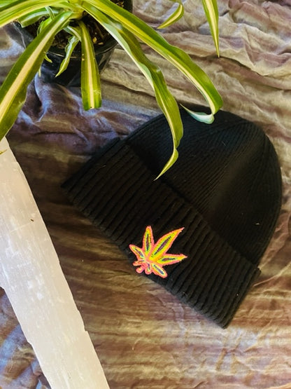 Embroidered 420 Leaf Beanie