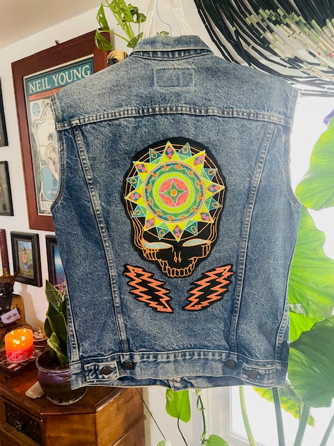 Stealie Mandala Levi's Denim Vest Womens Large